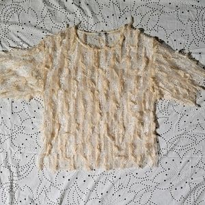 SHINY LAMÉ FEATHER HOLIDAY T SHIRT